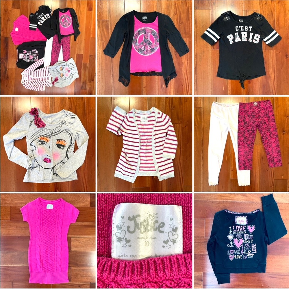 🔥BUNDLE🔥 Justice 8-piece mix & match coordinates sequins Girls size 10